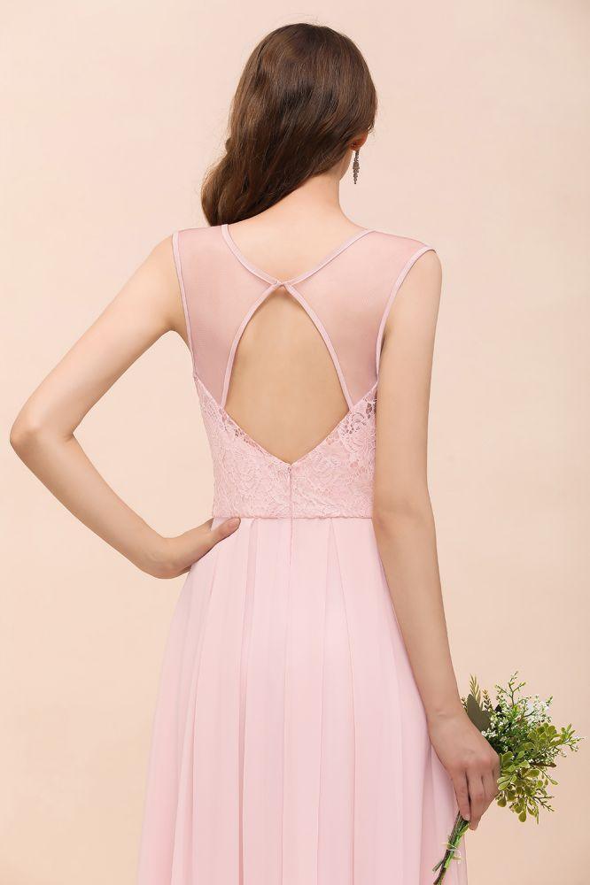 Floral Lace Bridesmaid Dress Pink A-line Wedding Party Dress