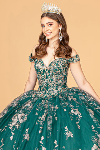 Schulterfreies Ballkleid mit Blumenmuster von Elizabeth K GL3074