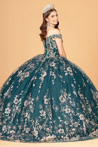 Schulterfreies Ballkleid mit Blumenmuster von Elizabeth K GL3074