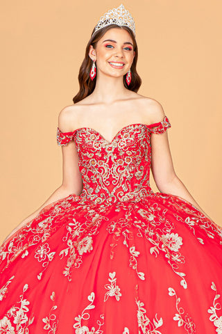 Schulterfreies Ballkleid mit Blumenmuster von Elizabeth K GL3074
