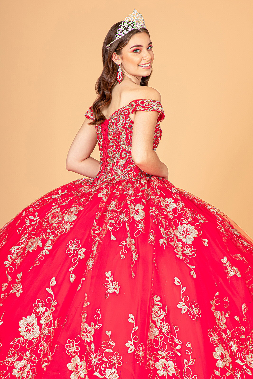 Floral Off Shoulder Ball Gown by Elizabeth K GL3074
