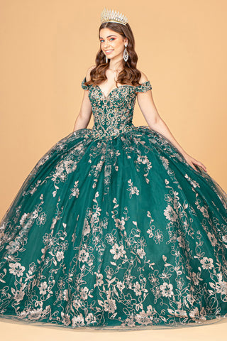 Schulterfreies Ballkleid mit Blumenmuster von Elizabeth K GL3074