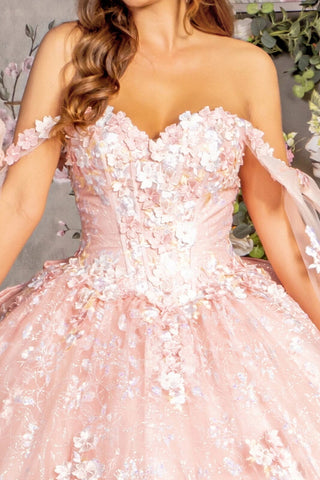 Ballkleid mit Blumenmuster und schulterfreiem Cape-Ärmeln von GLS Gloria GL3465