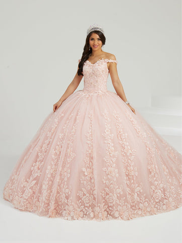 Schulterfreies Quinceanera-Kleid mit Blumenmuster von Fiesta Gowns 56484