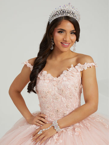 Schulterfreies Quinceanera-Kleid mit Blumenmuster von Fiesta Gowns 56484