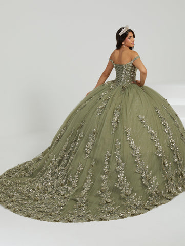 Schulterfreies Quinceanera-Kleid mit Blumenmuster von Fiesta Gowns 56484