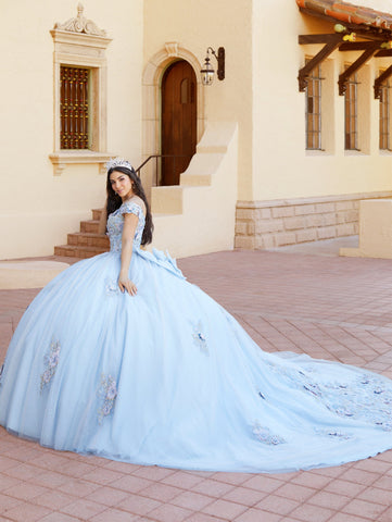 Schulterfreies Quinceanera-Kleid mit Blumenmuster von House of Wu 26061