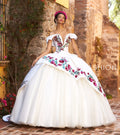 Schulterfreies Quinceanera-Kleid mit Blumenmuster von Ragazza M41-141