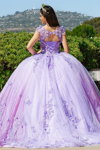 Ballkleid mit Flügelärmeln und floralem Ombre-Muster von Cinderella Couture 8088J