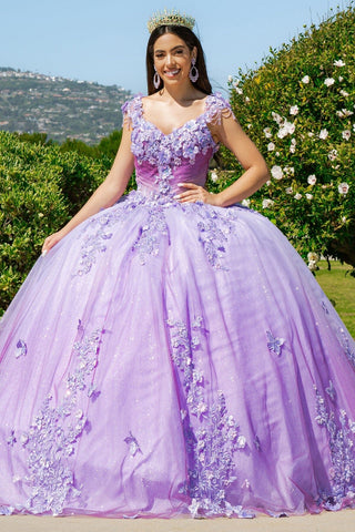 Ballkleid mit Flügelärmeln und floralem Ombre-Muster von Cinderella Couture 8088J