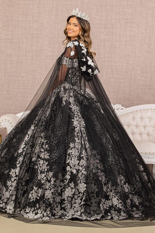 Ballkleid mit Umhang und Blumendruck von Elizabeth K GL3168