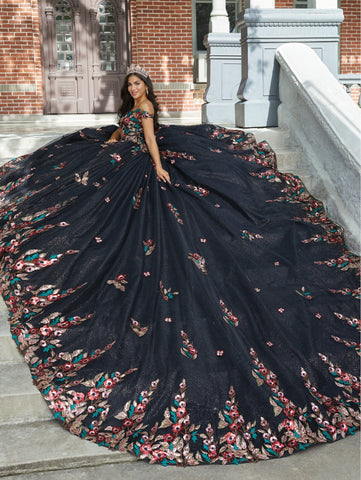 Quinceanera-Kleid mit Blumendruck von House of Wu 26039