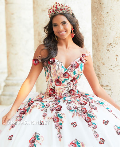 Quinceanera-Kleid mit Blumendruck von House of Wu 26039