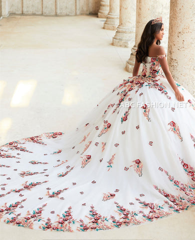 Quinceanera-Kleid mit Blumendruck von House of Wu 26039
