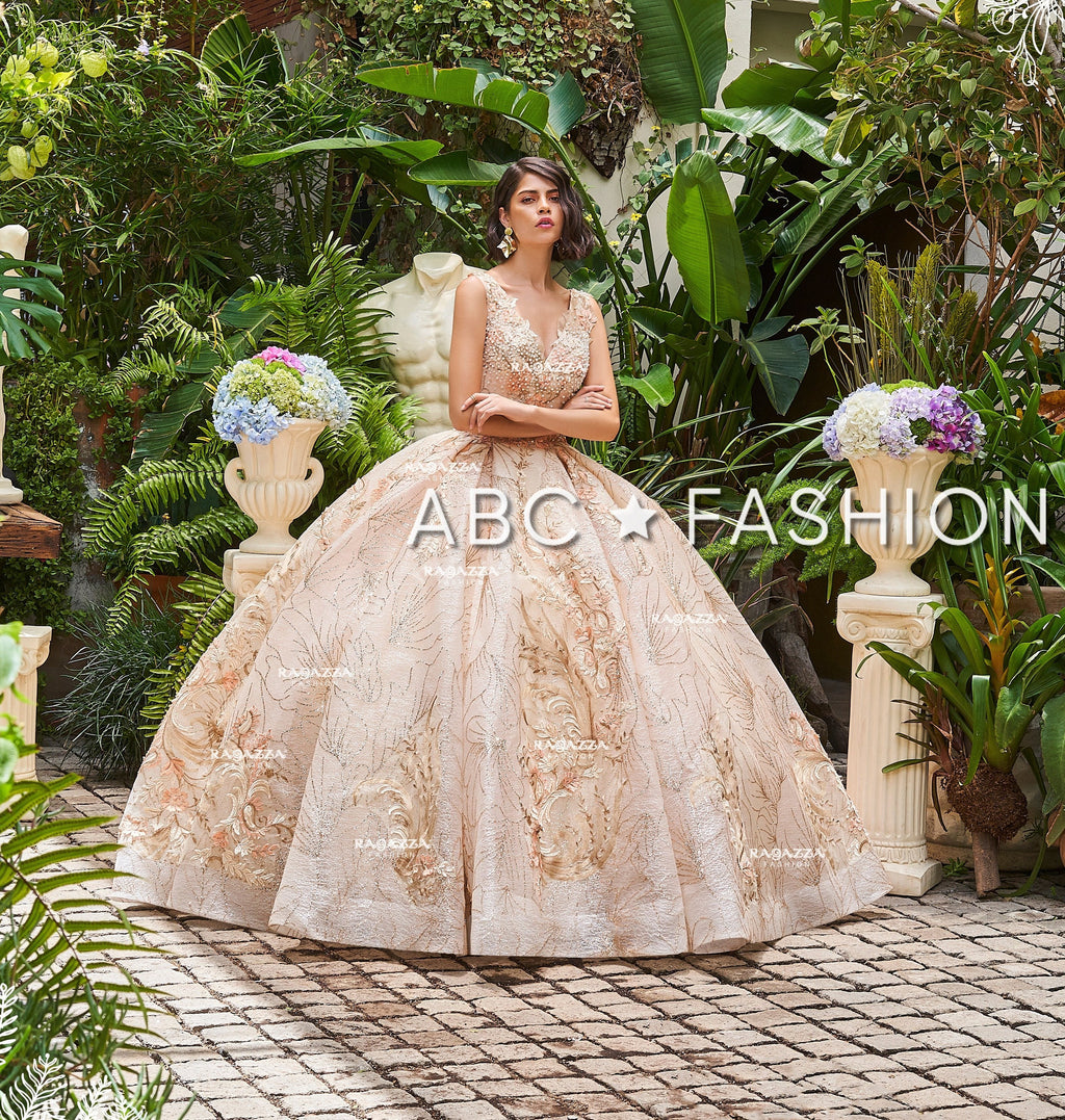 Floral Print Quinceanera Dress by Ragazza DV32-532