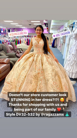 Quinceanera-Kleid mit Blumendruck von Ragazza DV32-532
