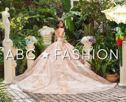 Quinceanera-Kleid mit Blumendruck von Ragazza DV32-532