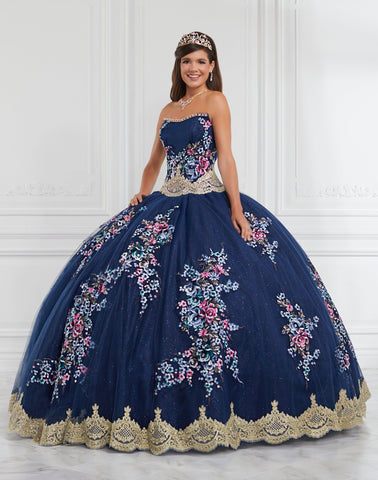 Geblümtes Quinceanera-Kleid mit abnehmbaren Trägern von LA Glitter 24067