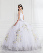 Floral Quinceanera Dress with Detachable Straps by LA Glitter 24067