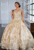 Floral Sequin Illusion Quinceanera Dress by Calla KY77239