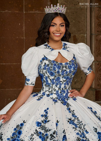 Vestido de quinceanera floral em camadas e renda, de Rachel Allan RQ5002
