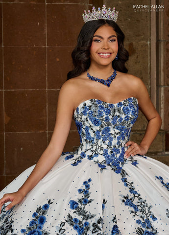 Vestido de quinceanera floral em camadas e renda, de Rachel Allan RQ5002