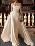 Abiti da Sposa da Cerimonia Formali a Sirena / Tromba Scollati a Cuore Senza Maniche con Strascico a Corte Pizzi e Pieghe Perle