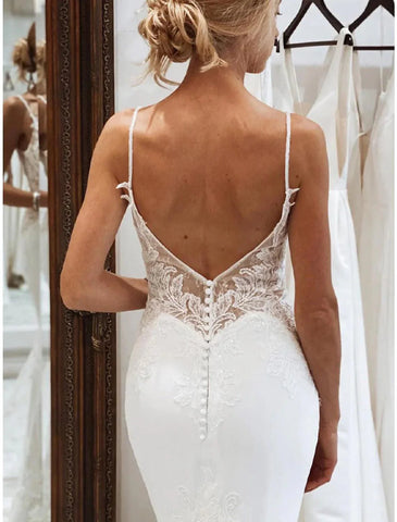 Vestidos de noiva formais para recepção, sereia/trompete, camisola, sem mangas, cauda longa, tule, vestidos de noiva com aplicações