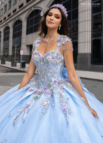 Quinceanera-Kleid mit Fransen und Flügelärmeln von Rachel Allan RQ3126