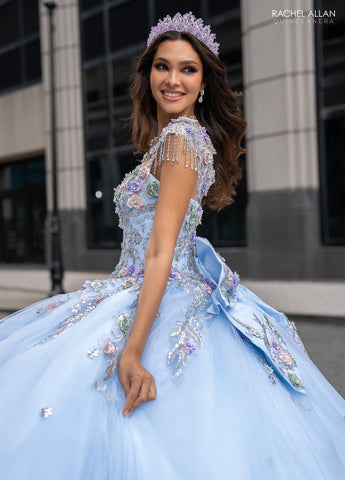 Quinceanera-Kleid mit Fransen und Flügelärmeln von Rachel Allan RQ3126
