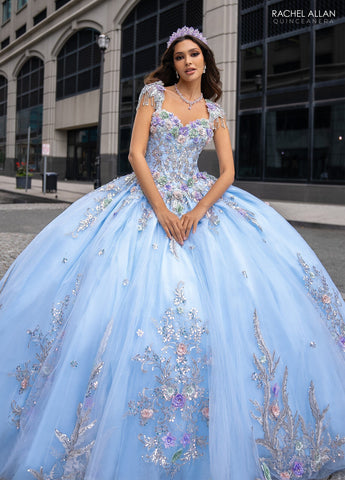 Quinceanera-Kleid mit Fransen und Flügelärmeln von Rachel Allan RQ3126
