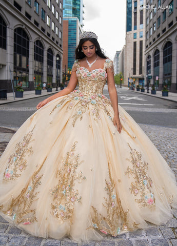 Quinceanera-Kleid mit Fransen und Flügelärmeln von Rachel Allan RQ3126