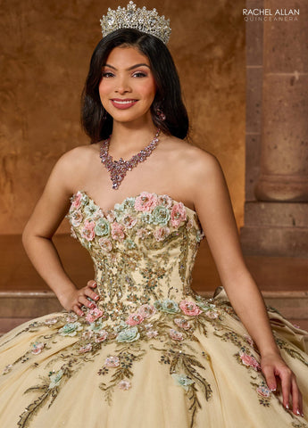 Quinceanera-Kleid mit Fransen und Flügelärmeln von Rachel Allan RQ3126