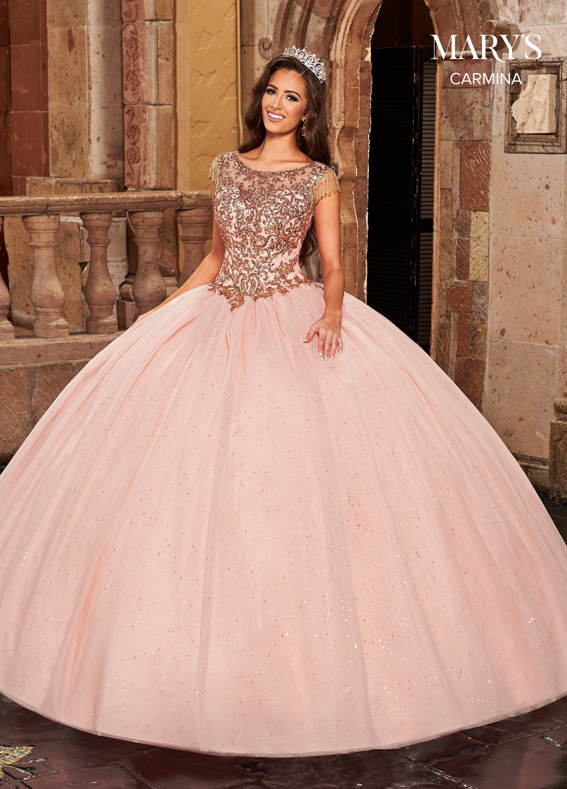 Fringe Sleeve Quinceanera Dress by Mary's Bridal MQ1085