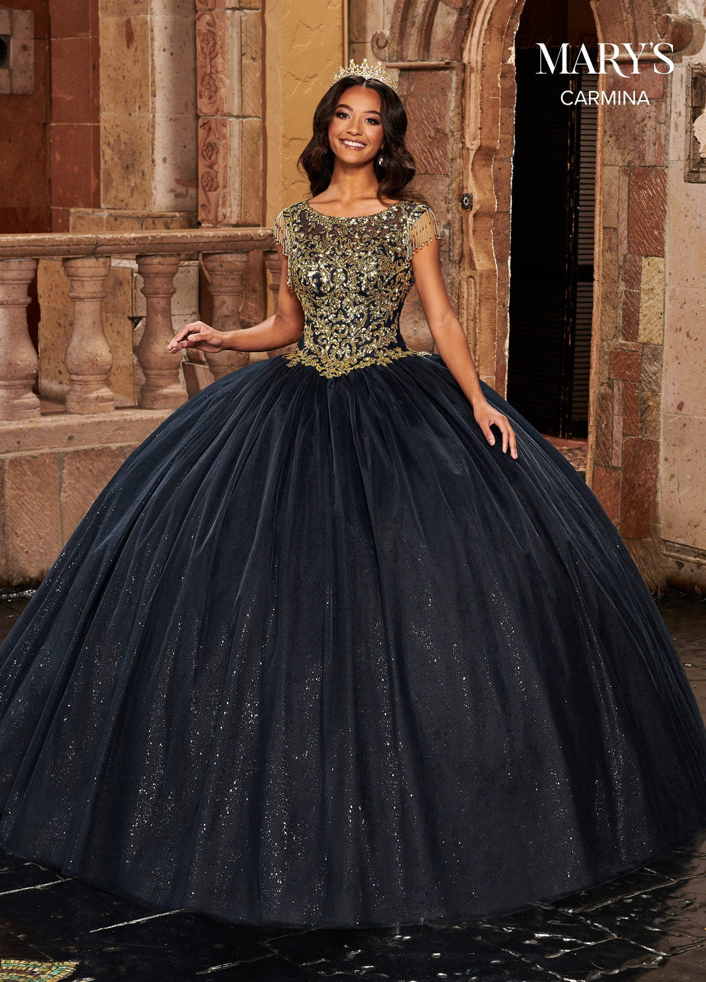 Fringe Sleeve Quinceanera Dress by Mary's Bridal MQ1085