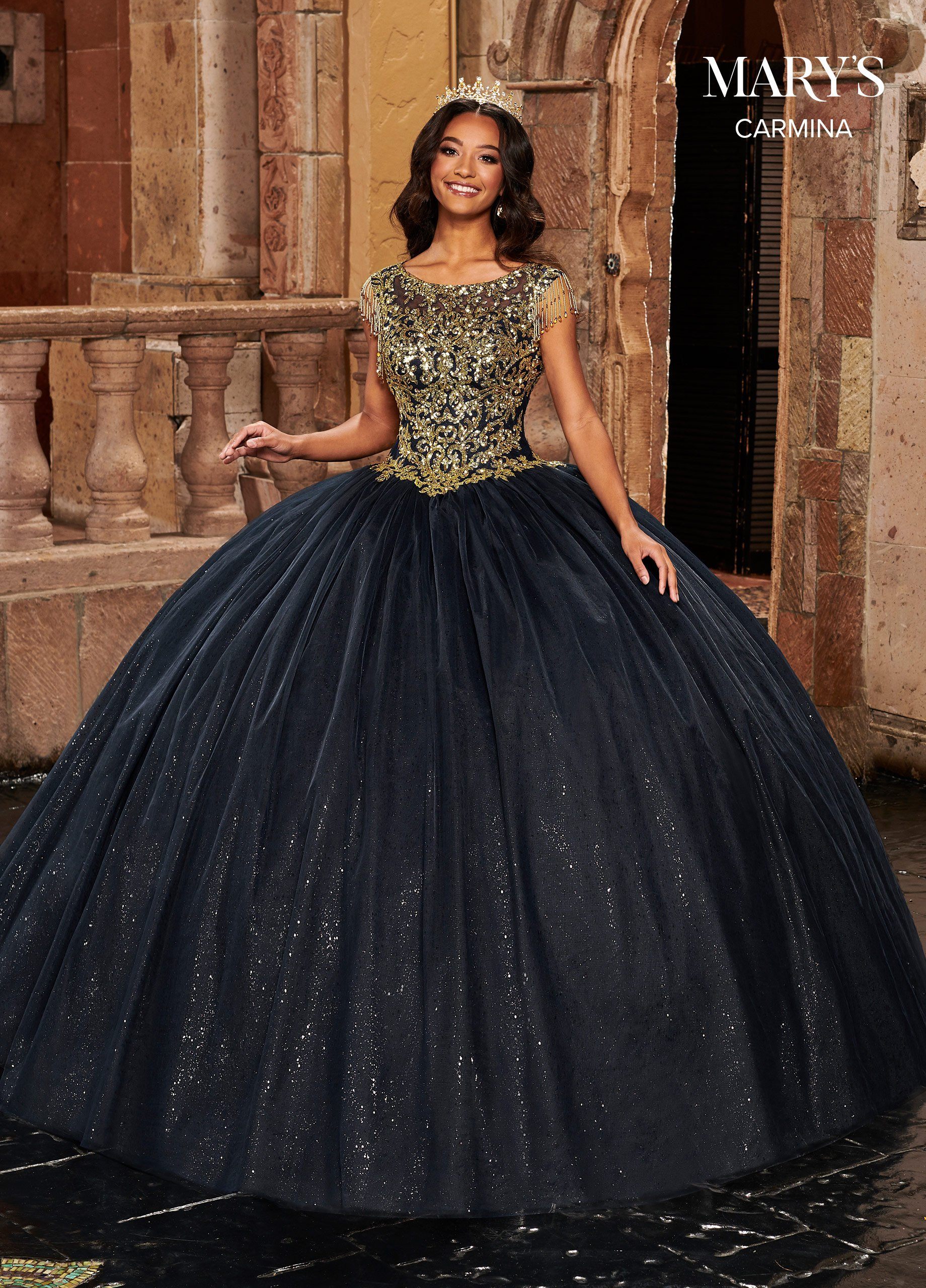 Fringe Sleeve Quinceanera Dress by Mary's Bridal MQ1085