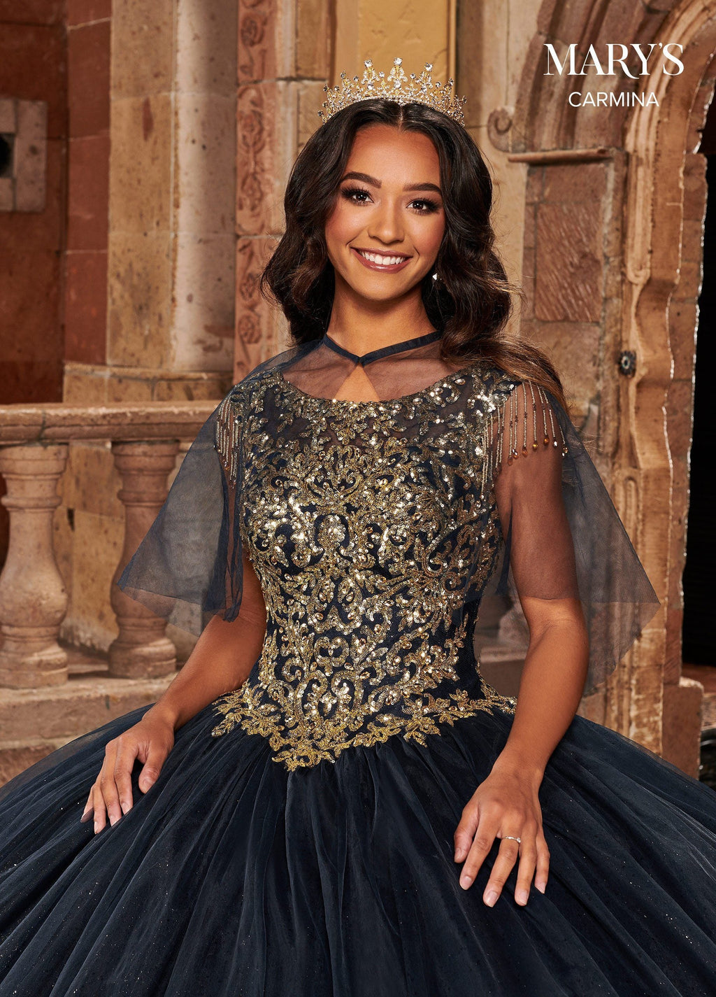 Fringe Sleeve Quinceanera Dress by Mary's Bridal MQ1085