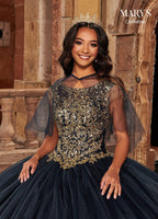 Fringe Sleeve Quinceanera Dress by Mary's Bridal MQ1085