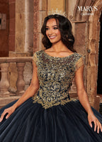 Fringe Sleeve Quinceanera Dress by Mary's Bridal MQ1085