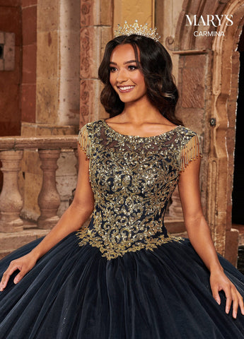 Quinceanera-Kleid mit Fransenärmeln von Mary's Bridal MQ1085