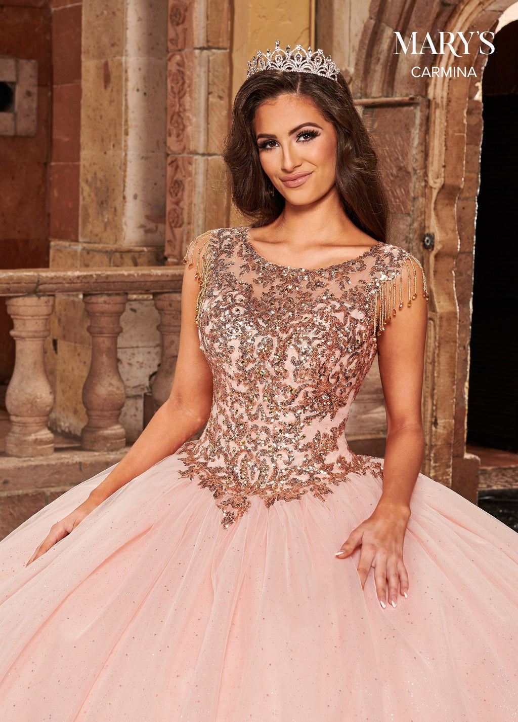 Fringe Sleeve Quinceanera Dress by Mary's Bridal MQ1085