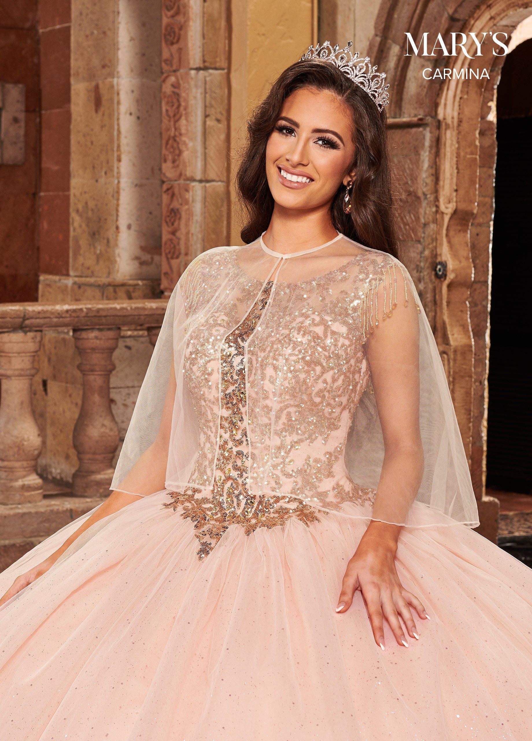 Fringe Sleeve Quinceanera Dress by Mary's Bridal MQ1085