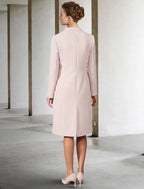 Two Piece A-Line Mother of the Bride Dress Wedding Guest Church Elegant V Neck Knee Length Chiffon Short Sleeve Jacket Dresses with Solid Color Fall