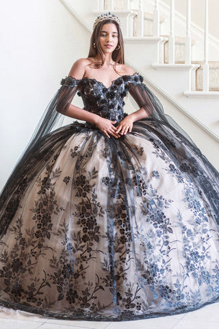 Ballkleid mit Cape-Ärmeln und Applikation von GLS Gloria GL3500