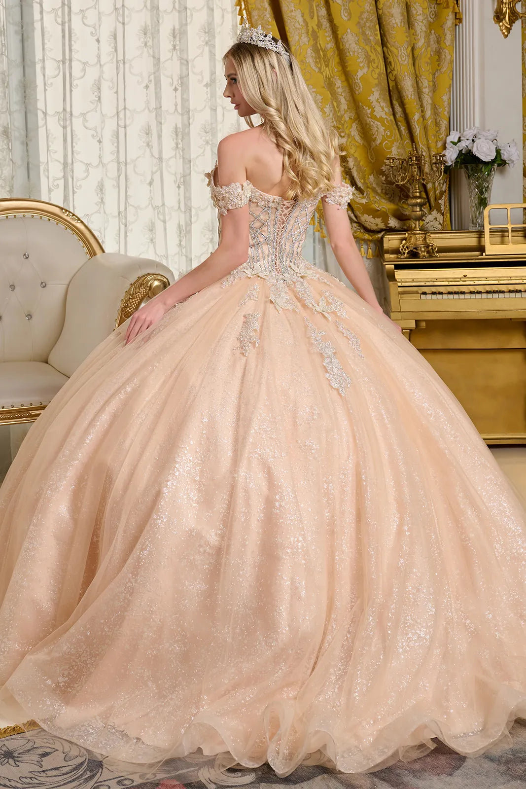Off Shoulder Ball Gown by Elizabeth K GL3630