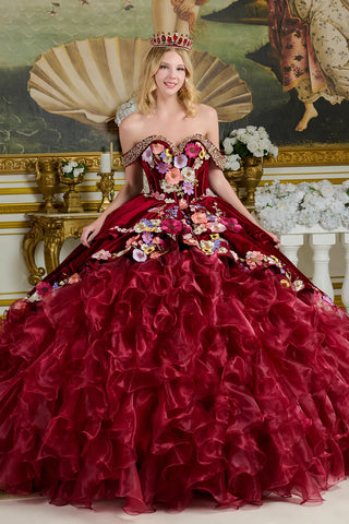 Schulterfreies Ballkleid mit Rüschen von Elizabeth K GL3638