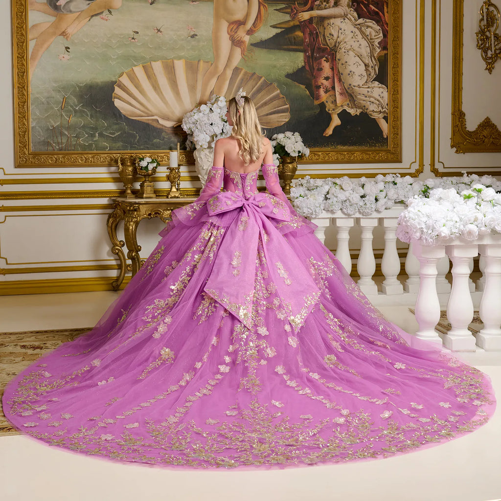 Strapless Long Sleeve Ball Gown by Elizabeth K GL3647