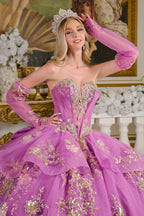 Strapless Long Sleeve Ball Gown by Elizabeth K GL3647