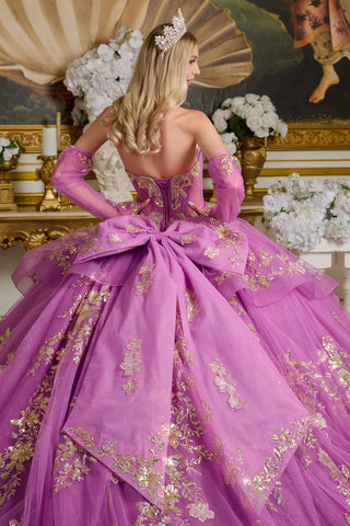 Trägerloses Ballkleid mit langen Ärmeln von Elizabeth K GL3647