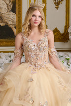V-Neck Ruffled Ball Gown by Elizabeth K GL3648
